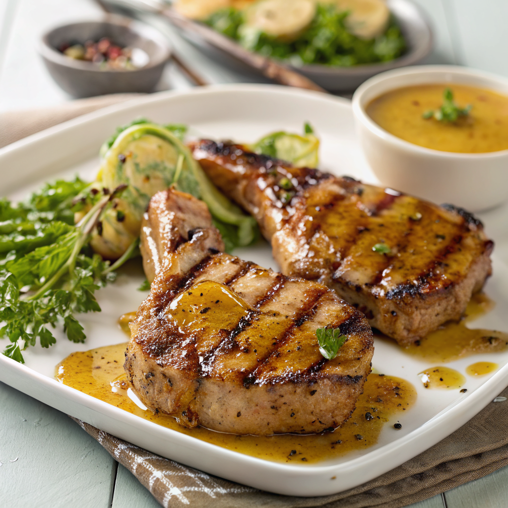 Grilled Pork Chops with Honey-Mustard Glaze